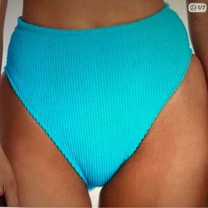 NWT Bleu Rod Beattie Pucker Up High Waist Bikini Swim Bottom Coldwater Blue